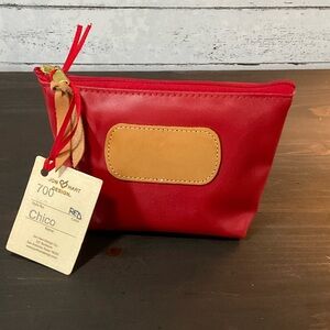 Jon Hart Design Red Coated Canvas Chico Pouch with Natural Leather Trim.